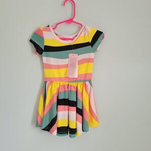 Dot Dot Smile Dress Baby Girl's 12-24mo Colored Stripes Cap Sleeve Twirl NWT